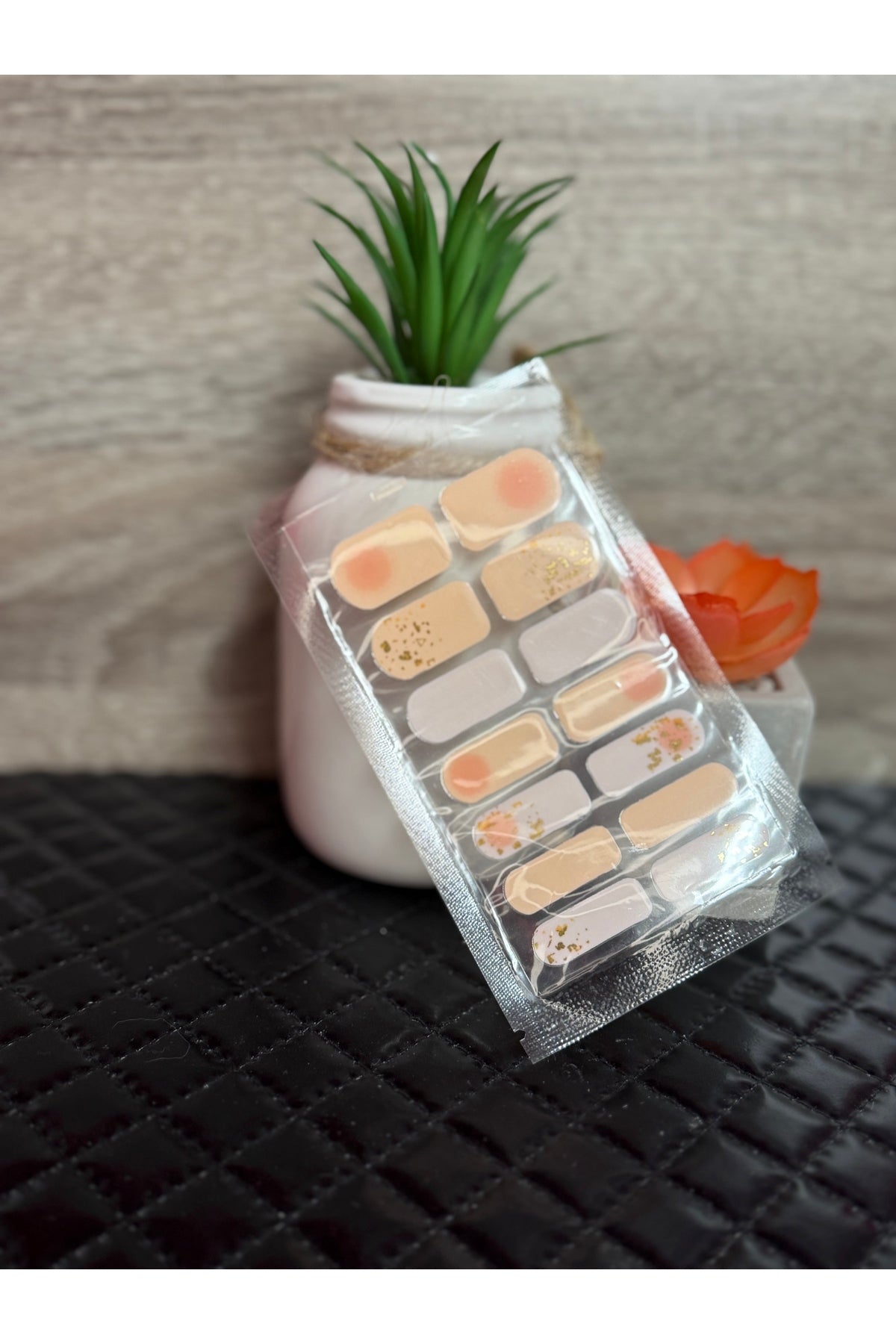 Peach and Gold Fleck Nail Polish Strips