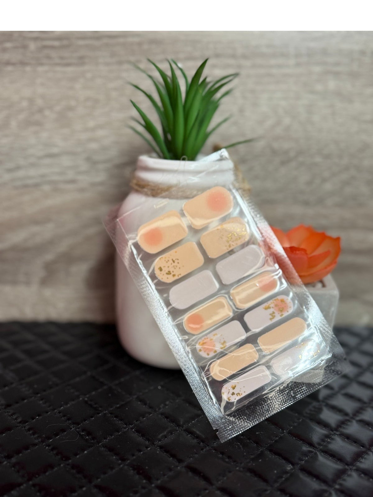 Peach and Gold Fleck Nail Polish Strips