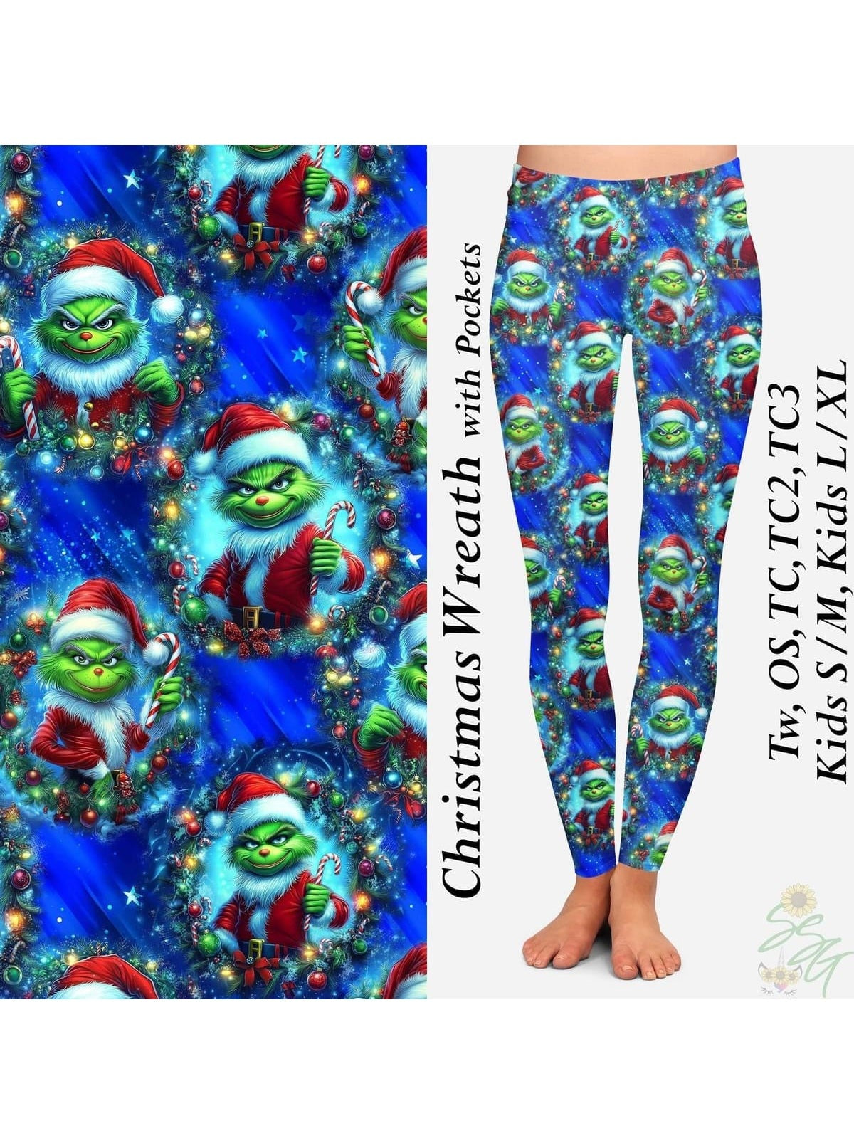 Christmas Wreath Leggings (w/pockets)