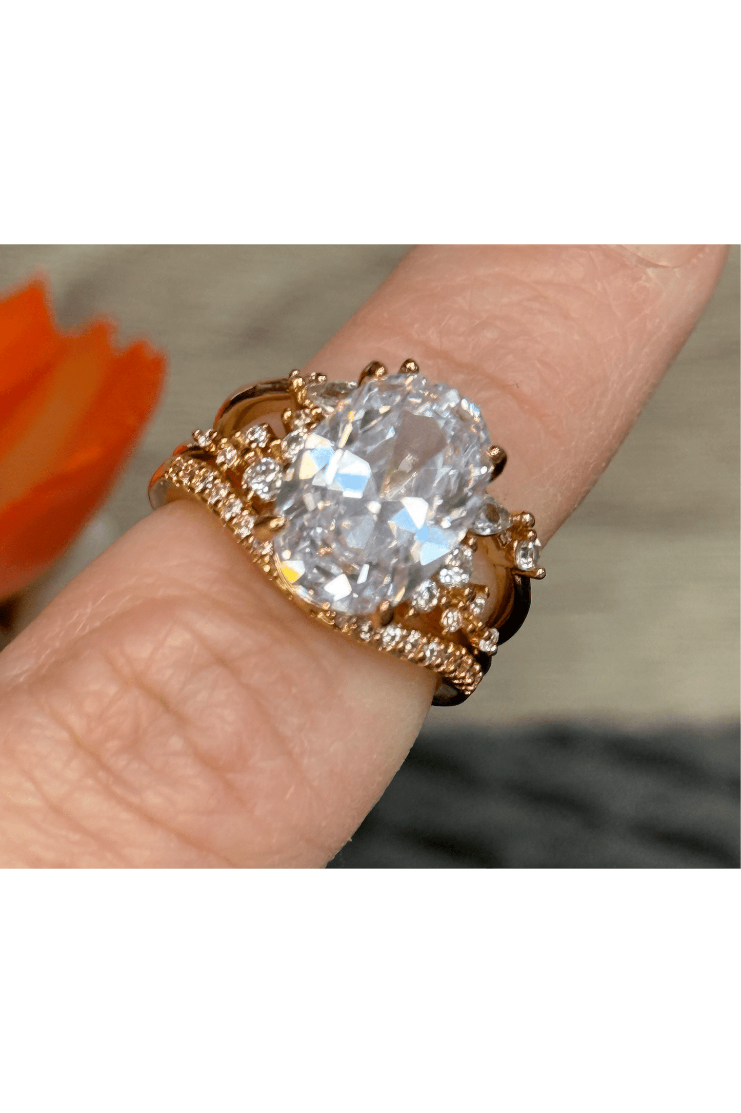 Oval Stack Cubic Zirconium Ring (Size 6)