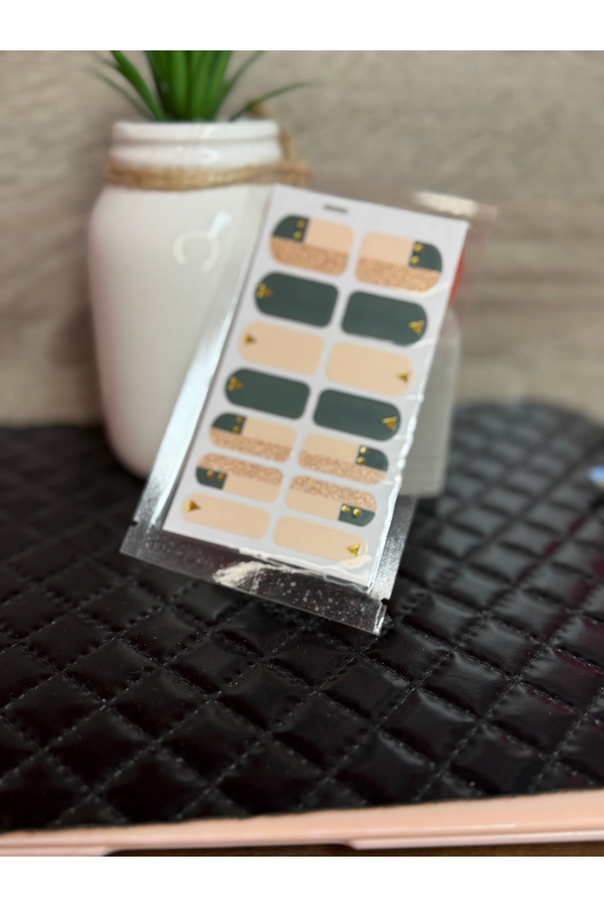 Green and Gold Nail Polish Strips