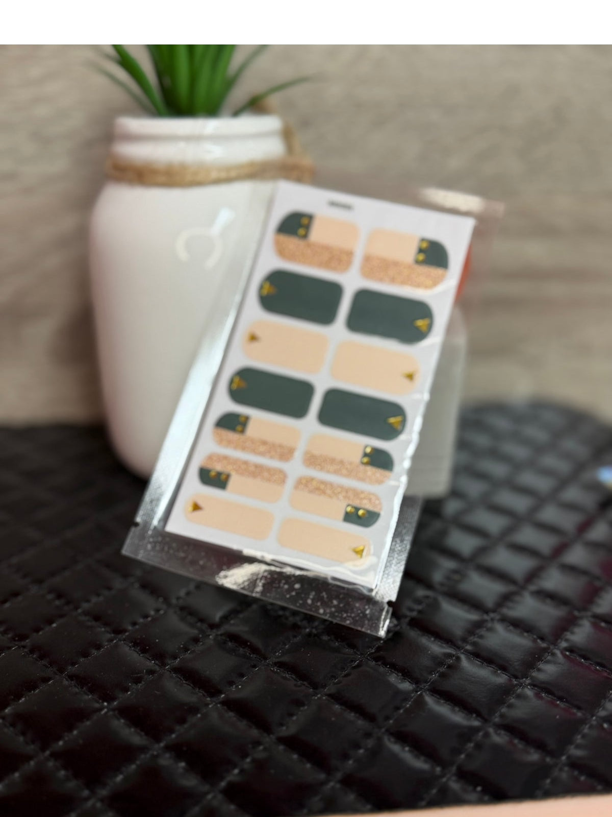 Green and Gold Nail Polish Strips