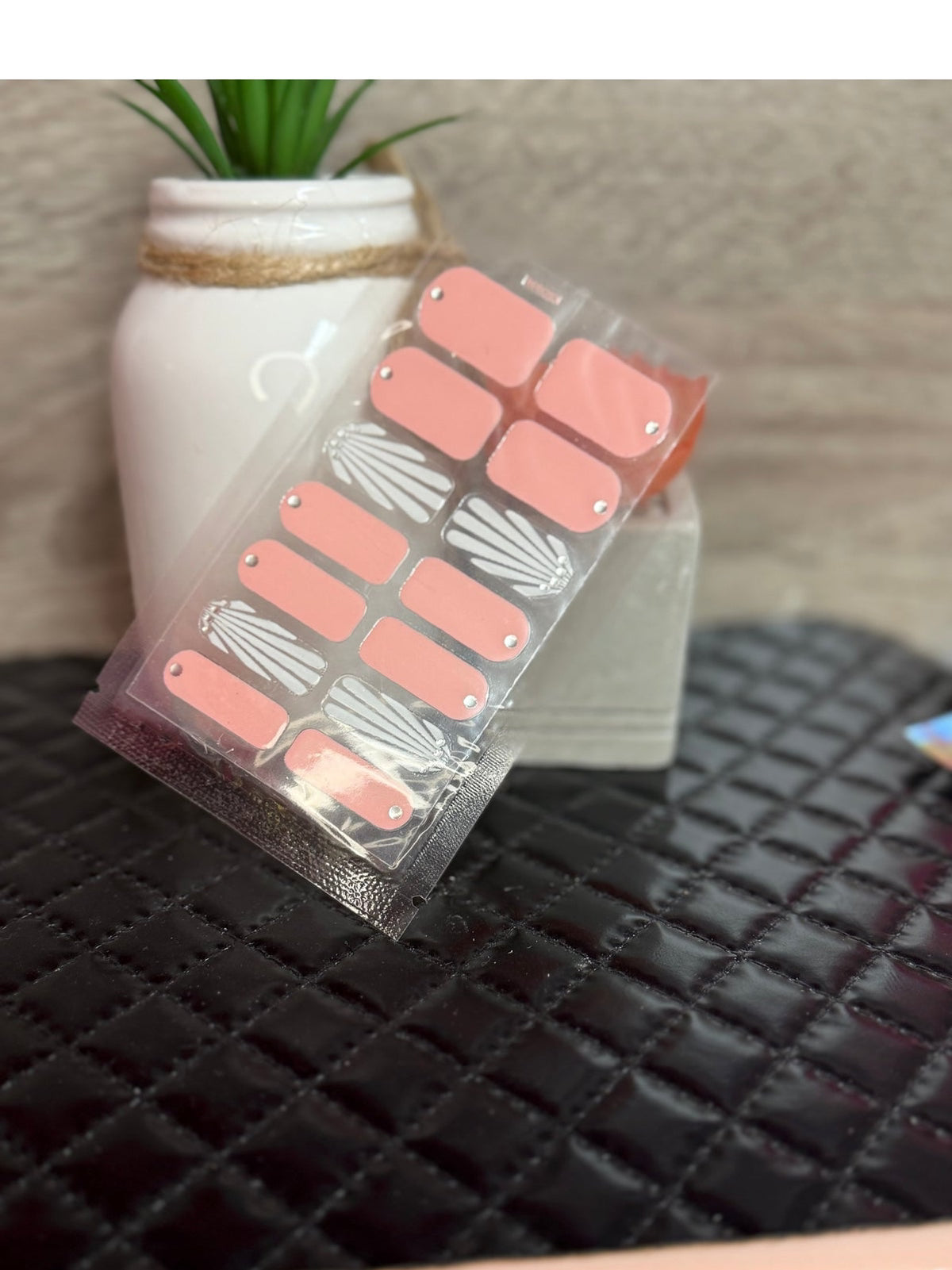 Pink and Clear Gem Nail Polish Strips