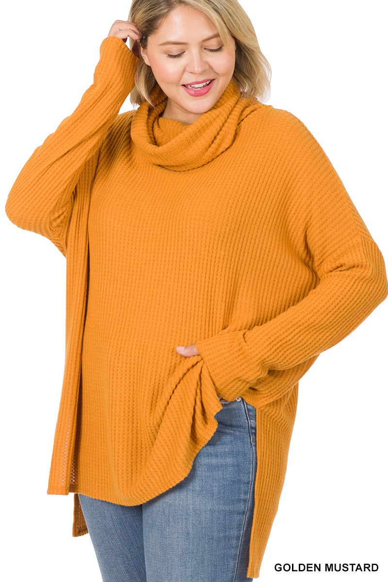 Zenana Brushed Thermal Cowl Neck Sweater