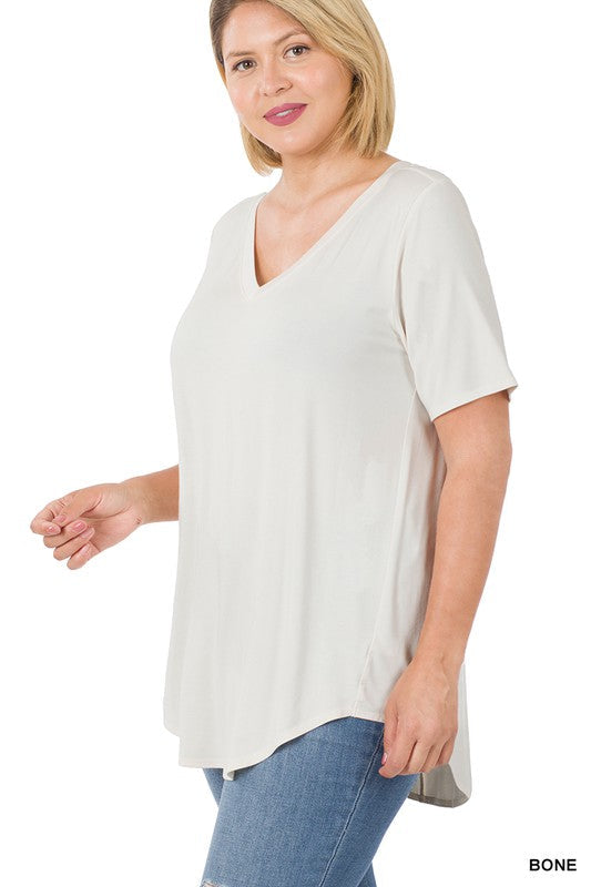 Zenana V-Neck High Low Top