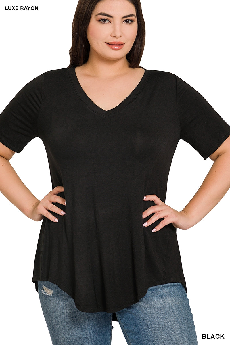 Zenana V-Neck High Low Top