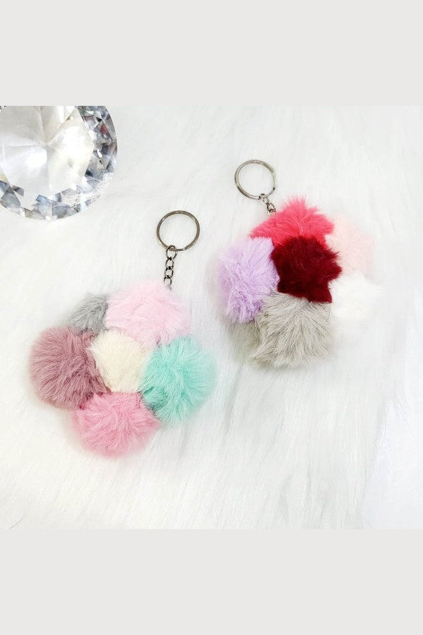 Fuzzy Daisy Keychain