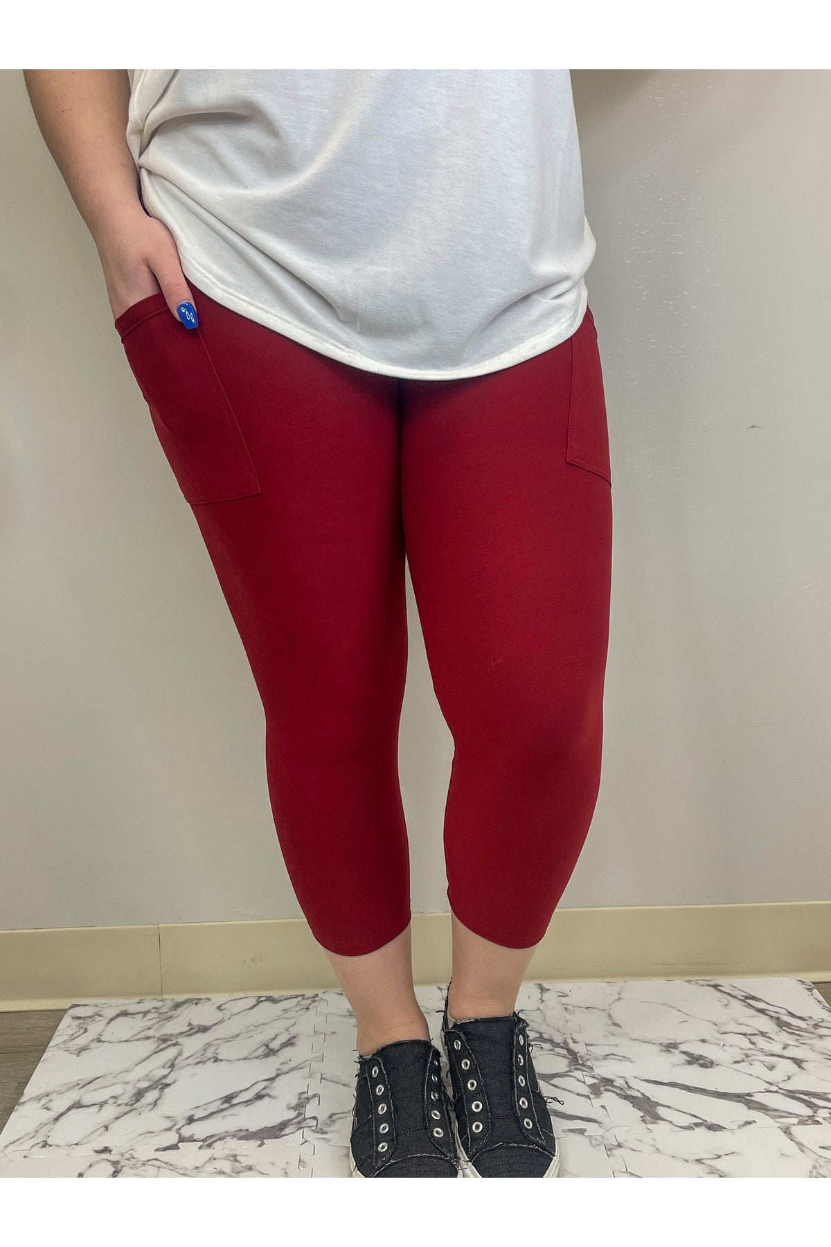 Red Wine Capri w/ Pockets