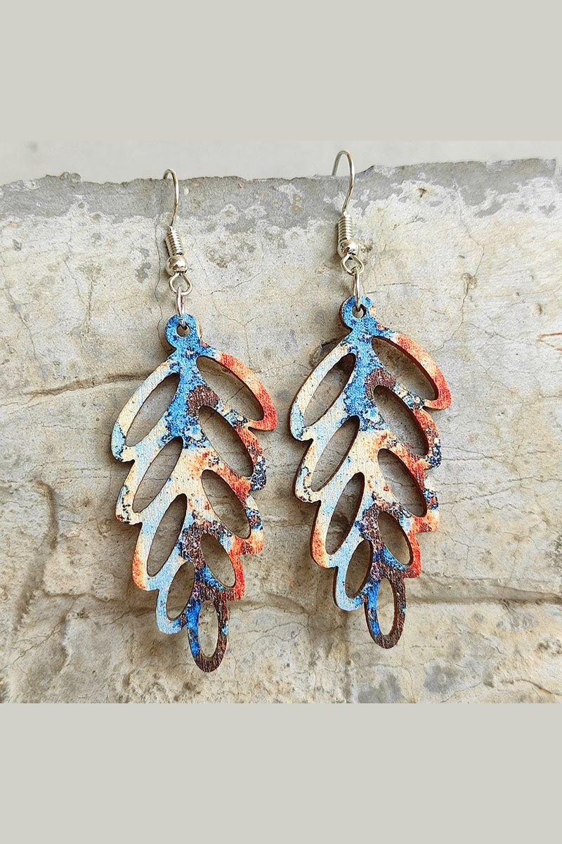 Leaf Shape Wooden Dangle Earrings