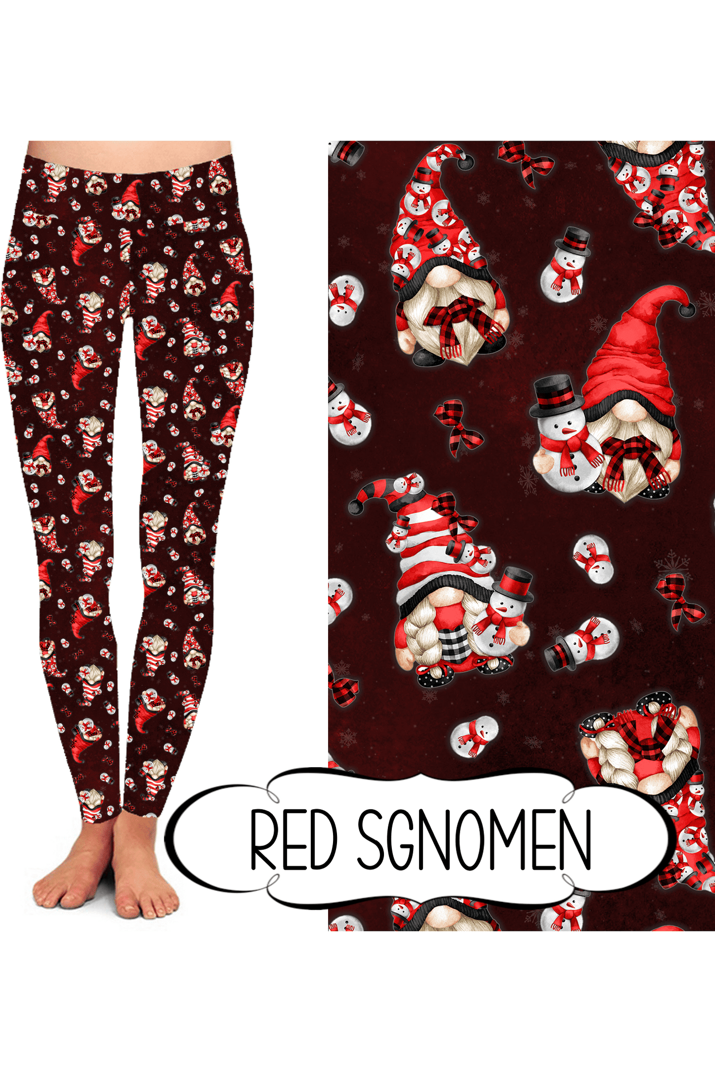 Yoga Style Leggings - Red sGnomen by Eleven & Co.