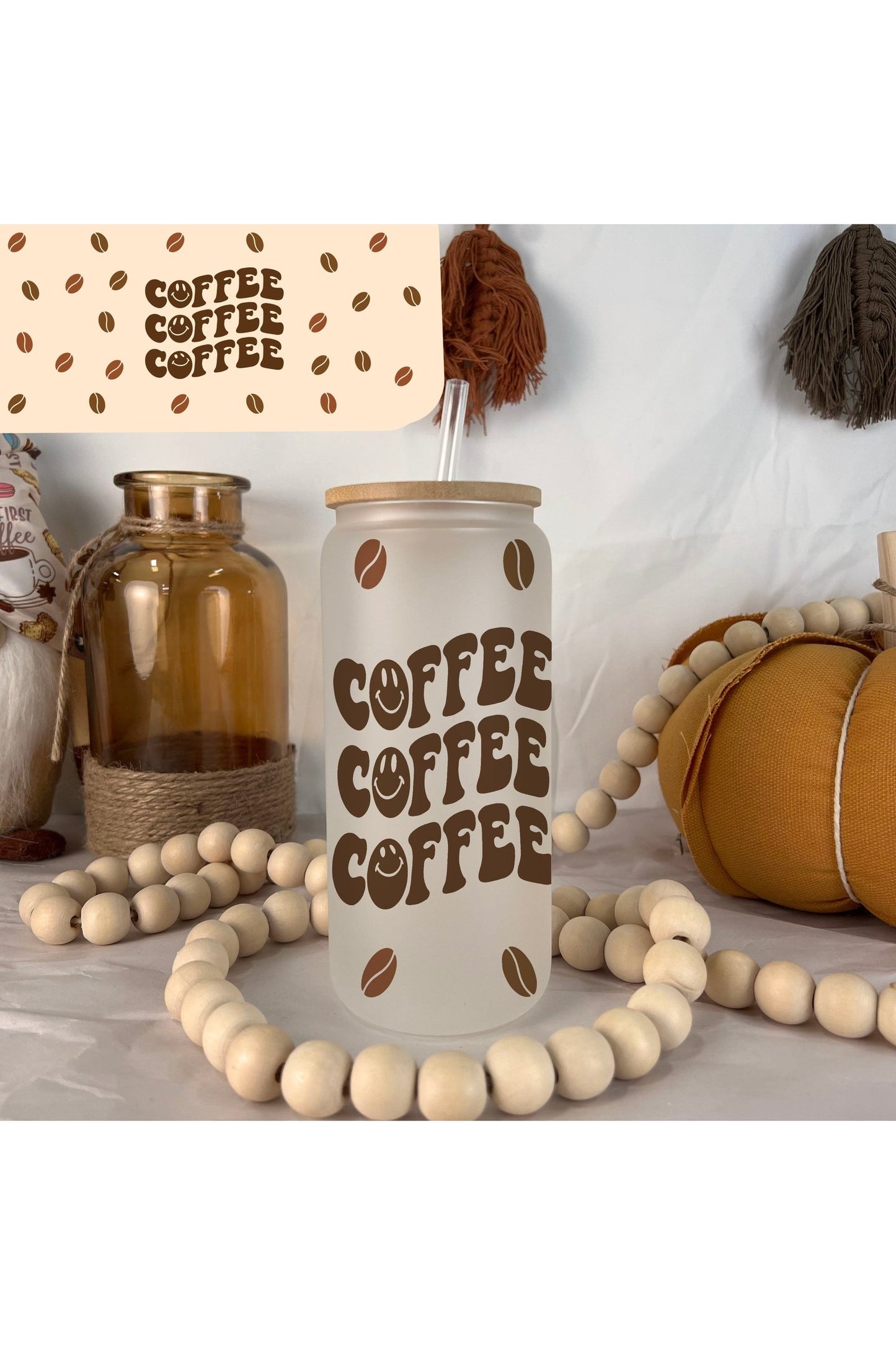 Coffee Coffee Coffee Frosted Glass Can 20oz