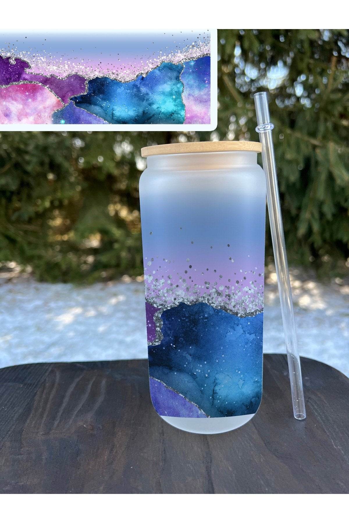 Galaxy Agate Frosted Glass Can 20oz