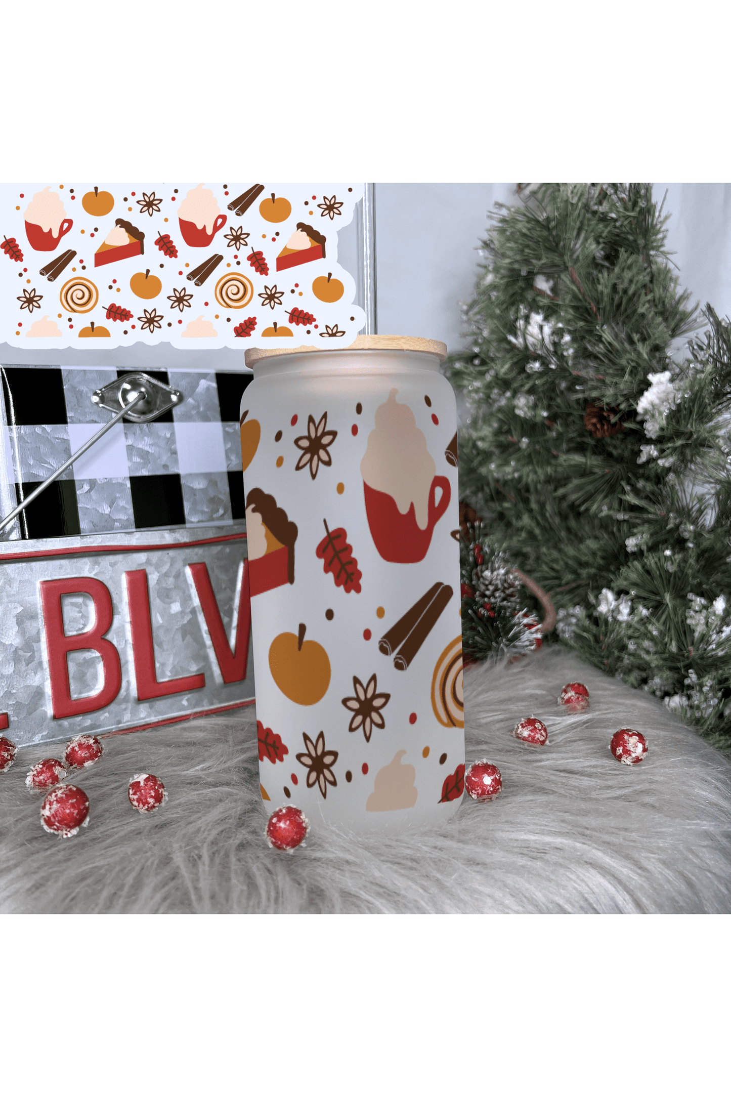 Hello Thanksgiving Frosted Glass Can 20oz