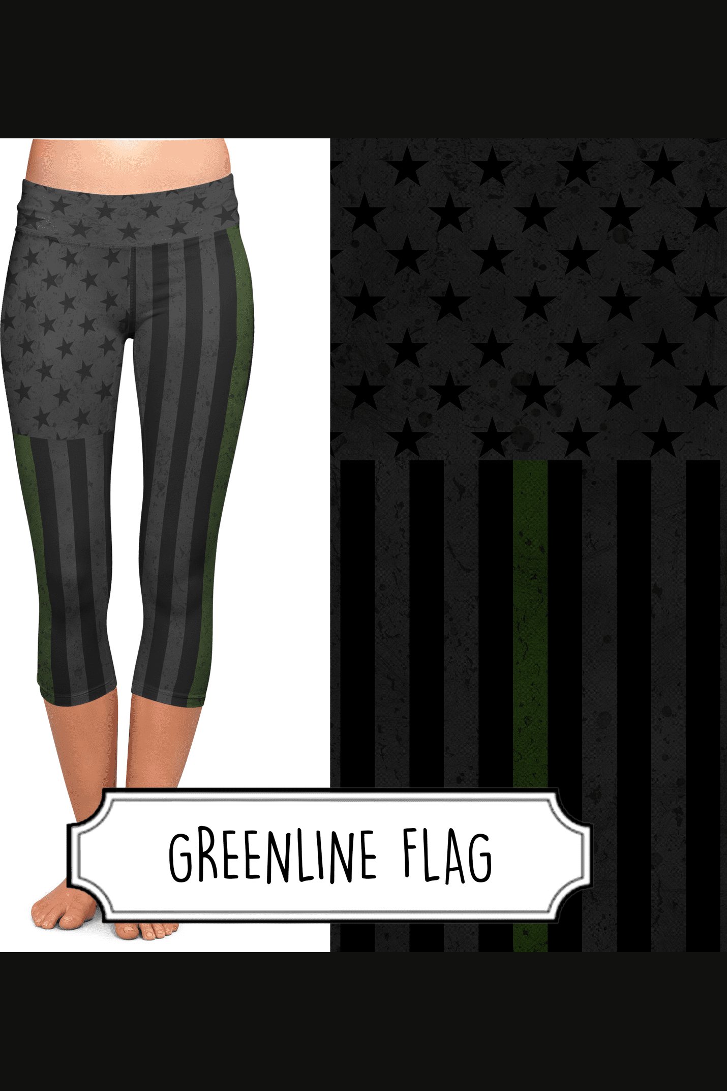Yoga Style Capri Leggings - GreenLine Flag