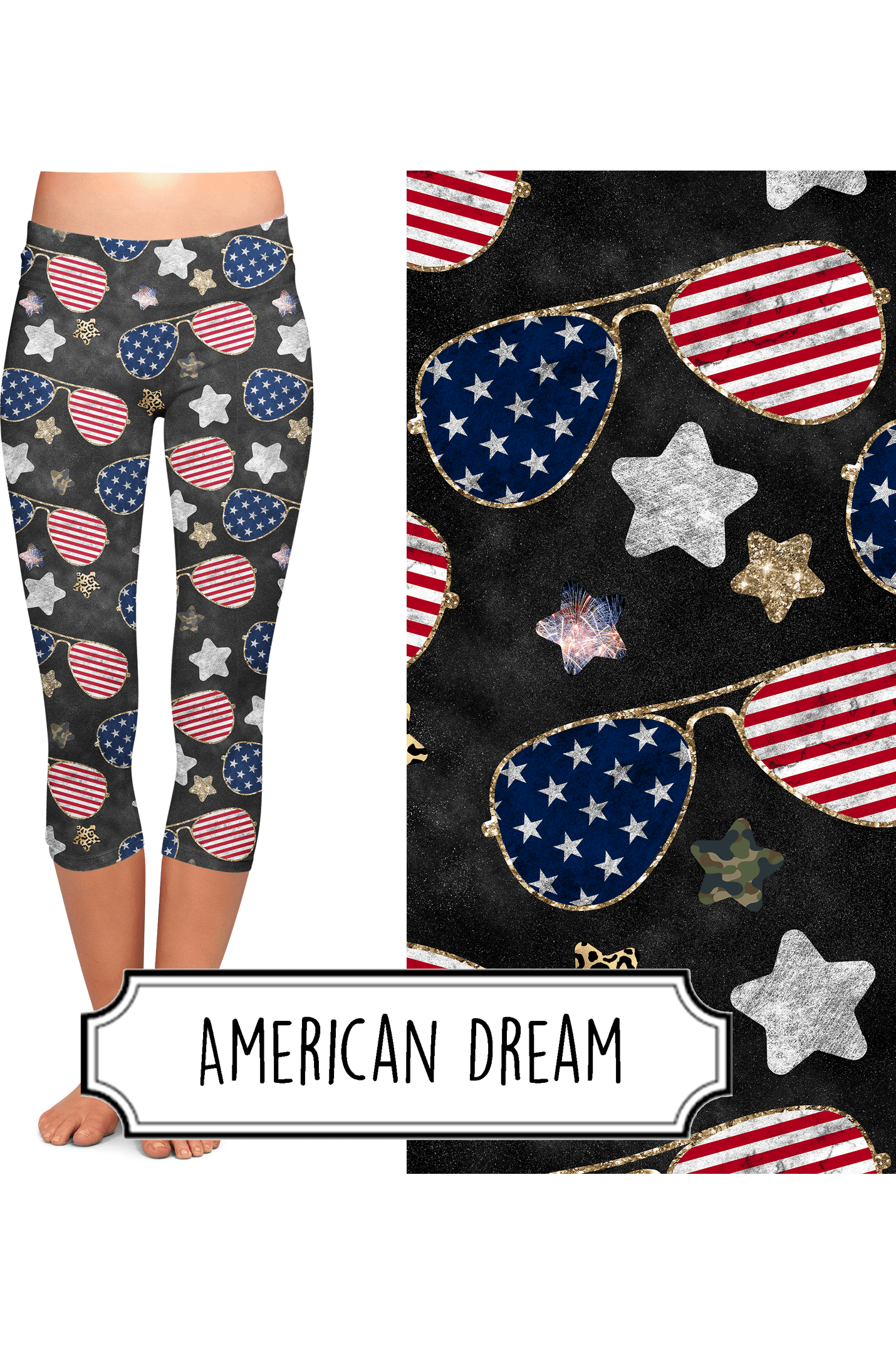 Yoga Style Capri Leggings - American Dream