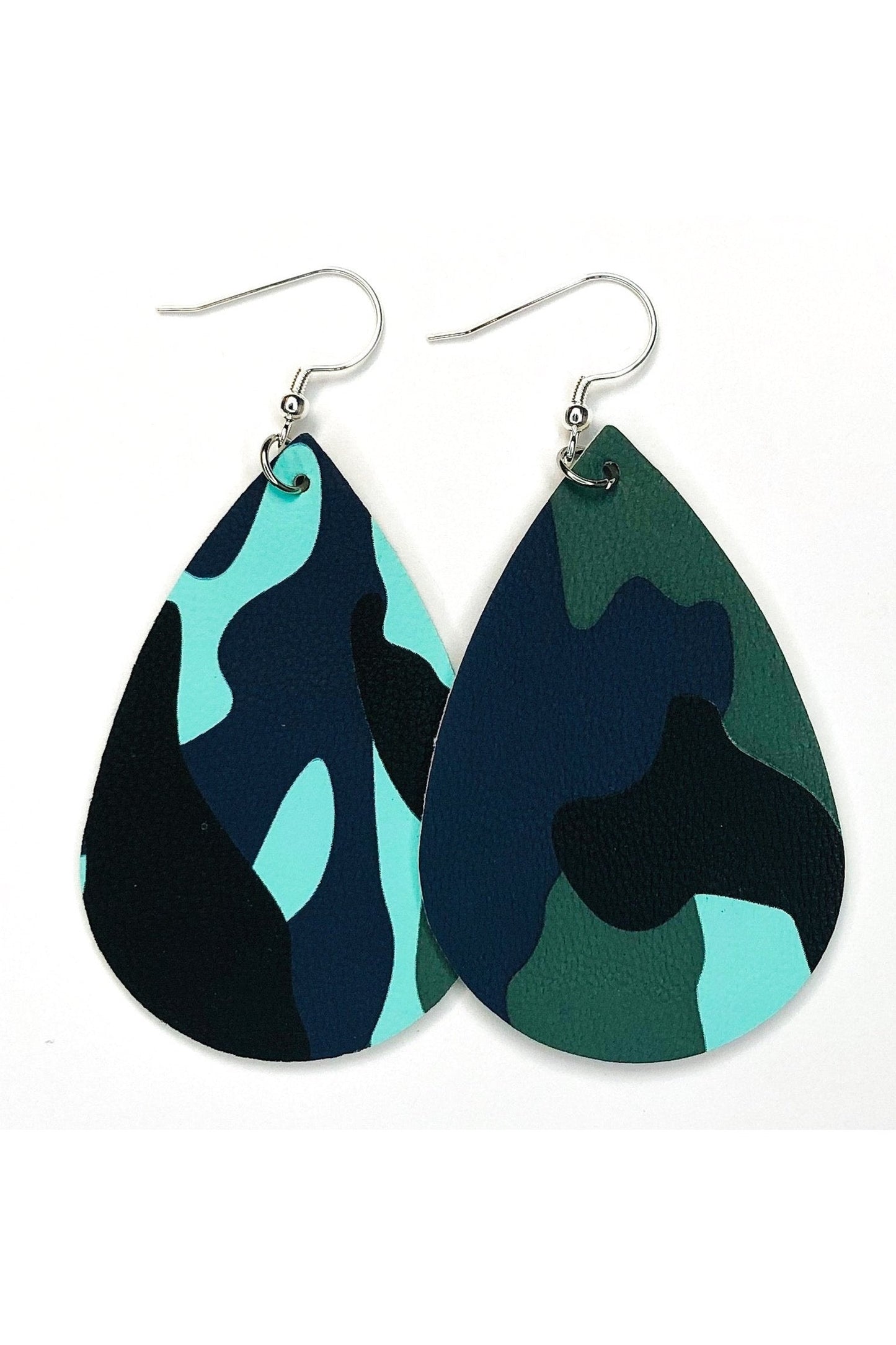 Camouflage Teardrop Leather Earrings