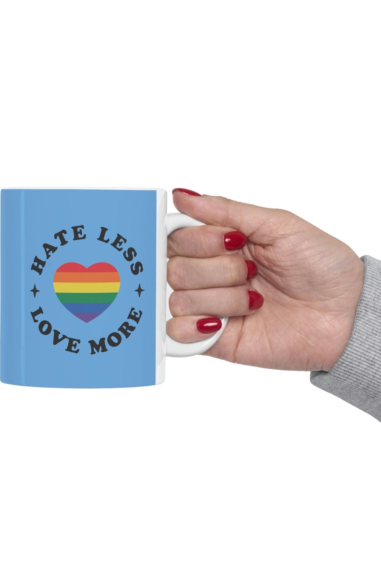 Hate Less Love More (blue) Ceramic Mug 11oz