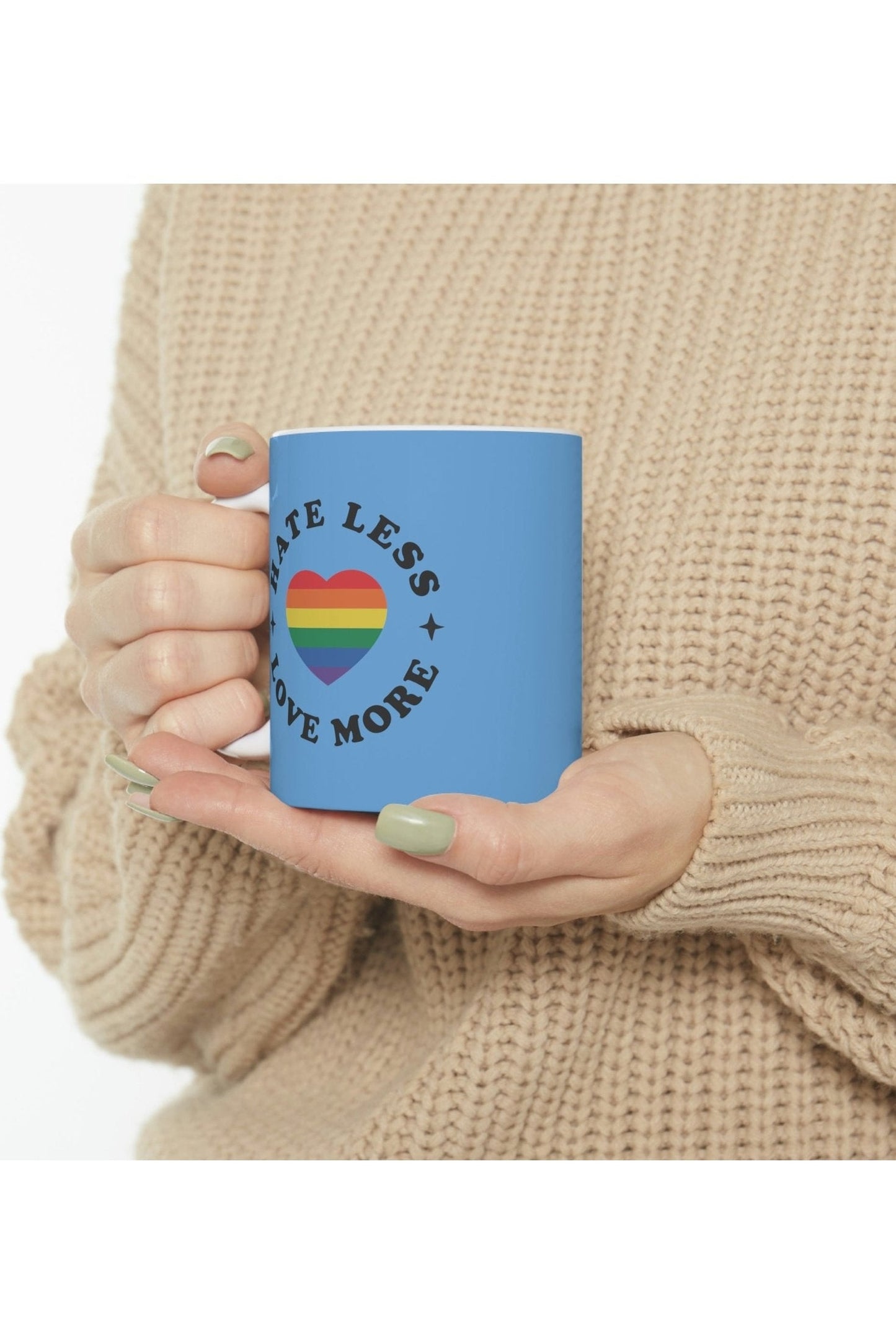 Hate Less Love More (blue) Ceramic Mug 11oz