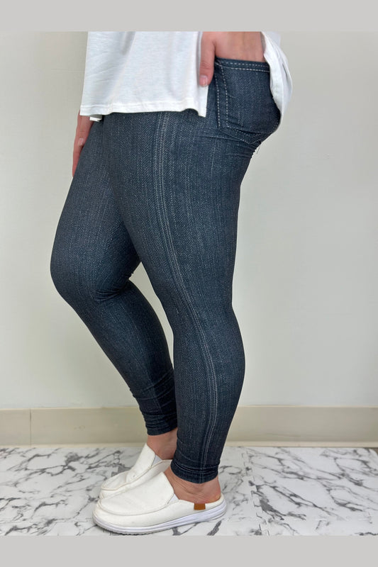 Black Denim Leggings w/ Butt Pockets