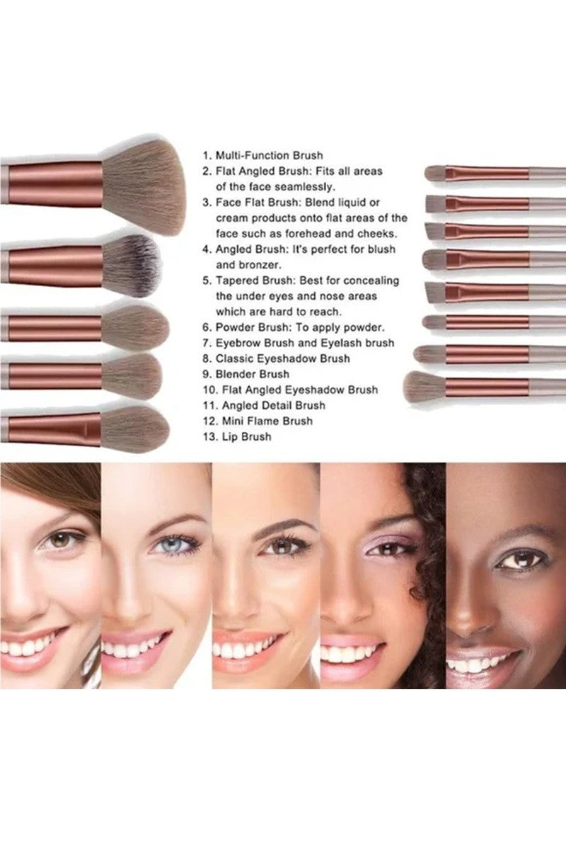 13 Piece Make Up Brush Set w/Bag