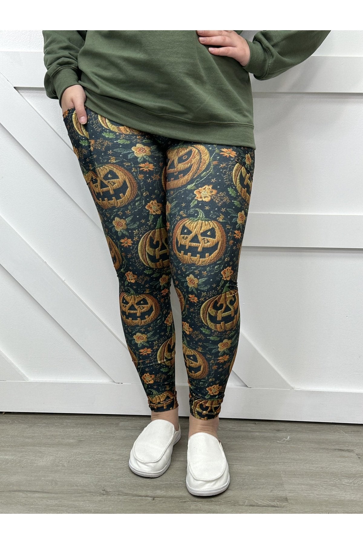 Scary Pumpkin Leggings/Capri w/ Pockets