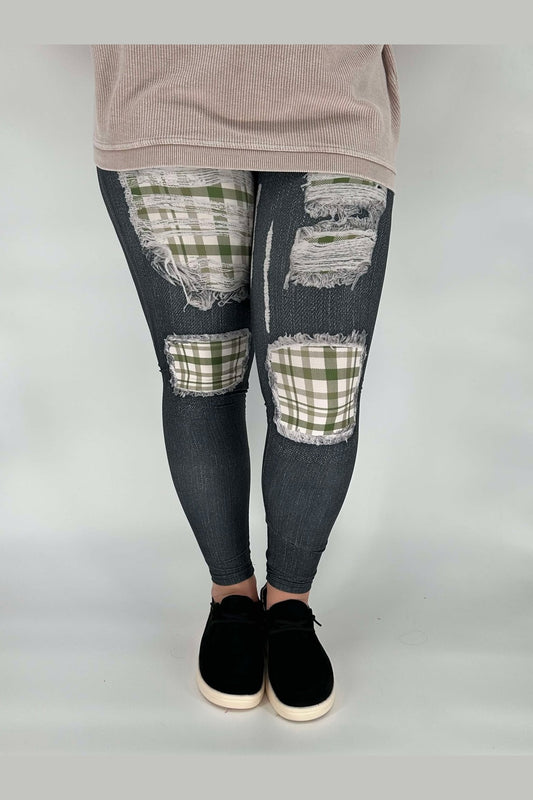 Sage Black Denim Leggings w/ Back Pockets