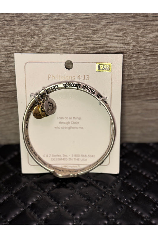 Philipians 4:13 Bracelet w/Charm