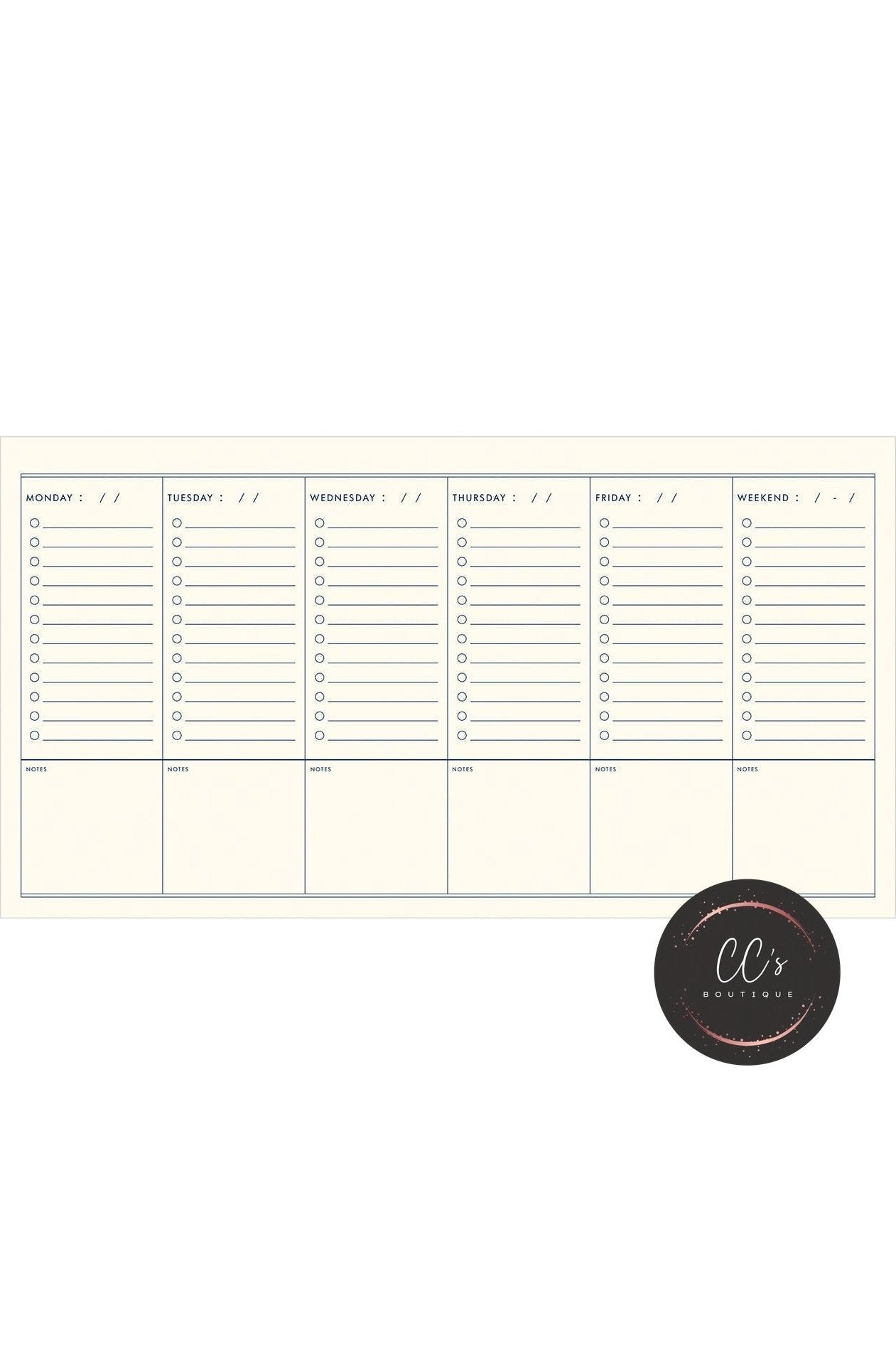 Day By Day Undated Weekly Planner