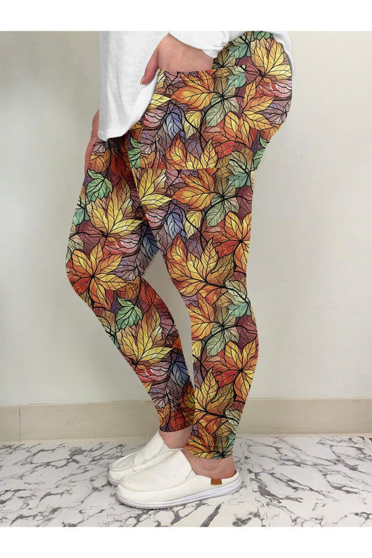 Mosaic Leaf Leggings w/ Pockets