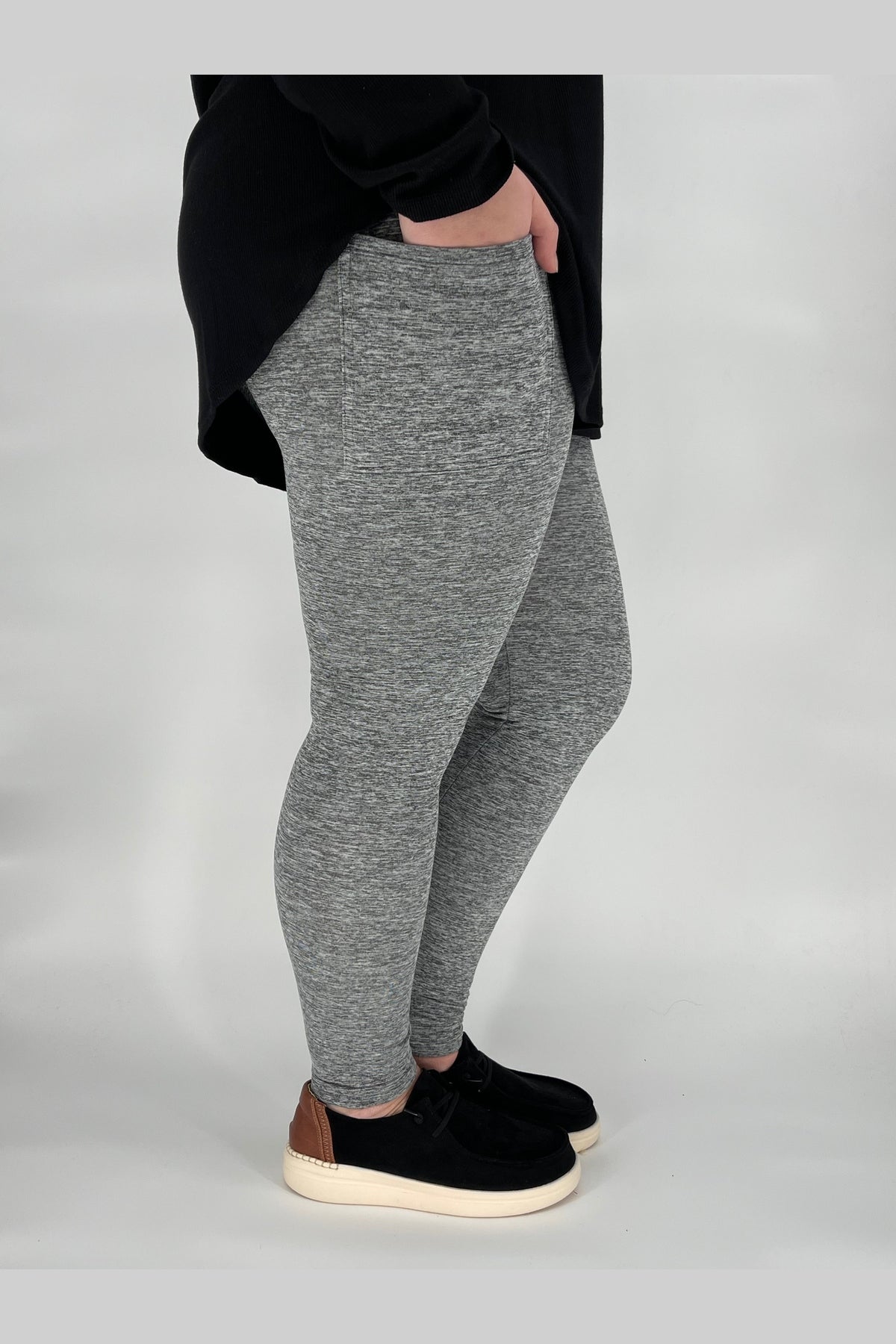 Grey Fleece Leggings w/ Pockets