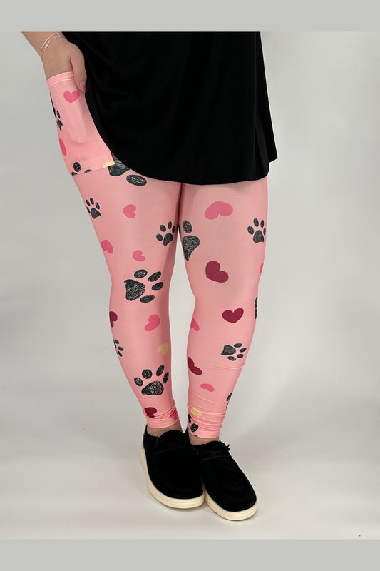 Brown Paw Leggings w/ Pockets