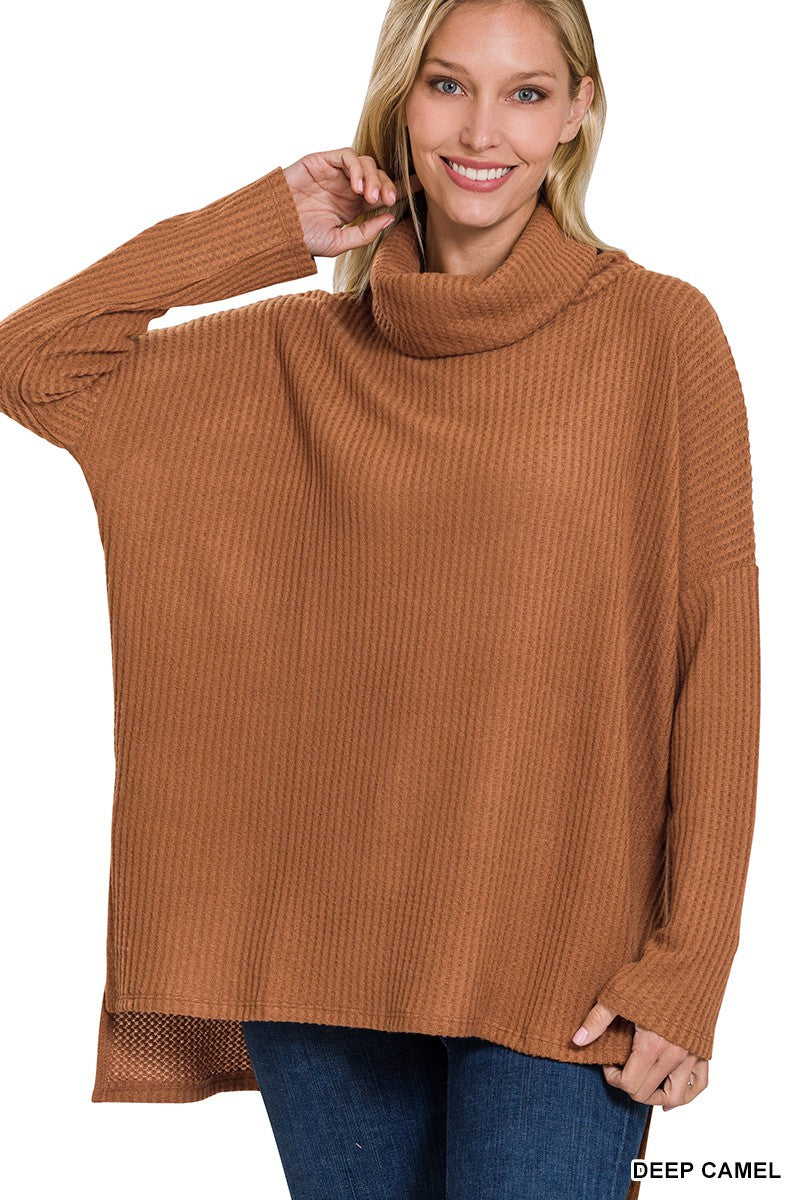 Zenana Brushed Thermal Cowl Neck Sweater