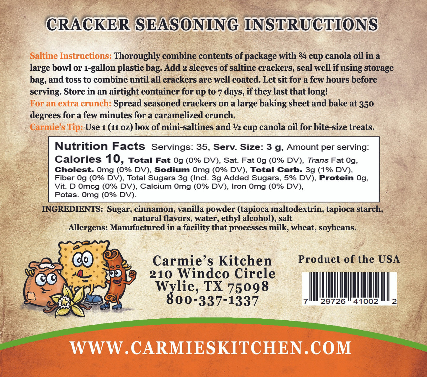 Carmie's Snickerdoodle Cracker Seasoning Mix