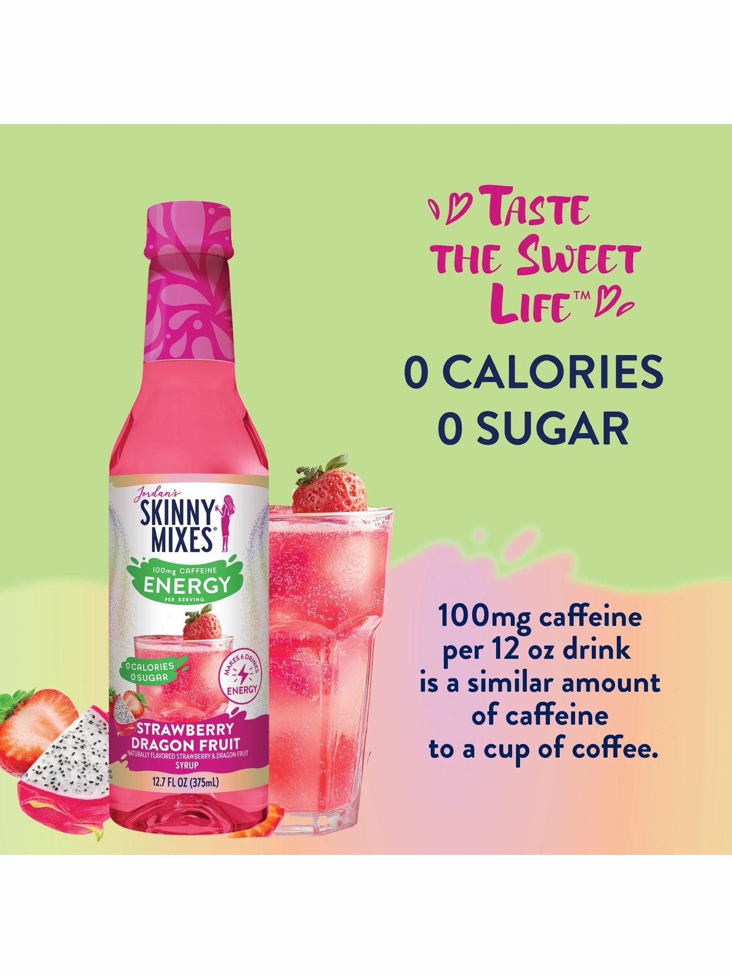 Jordan's Strawberry Dragon Fruit Energy Skinny Syrup