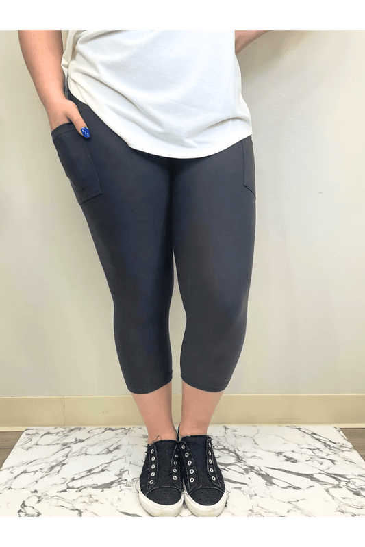 Charcoal Gray Capri w/ Pockets