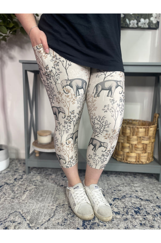Safari Elephant Capri w/ Pockets