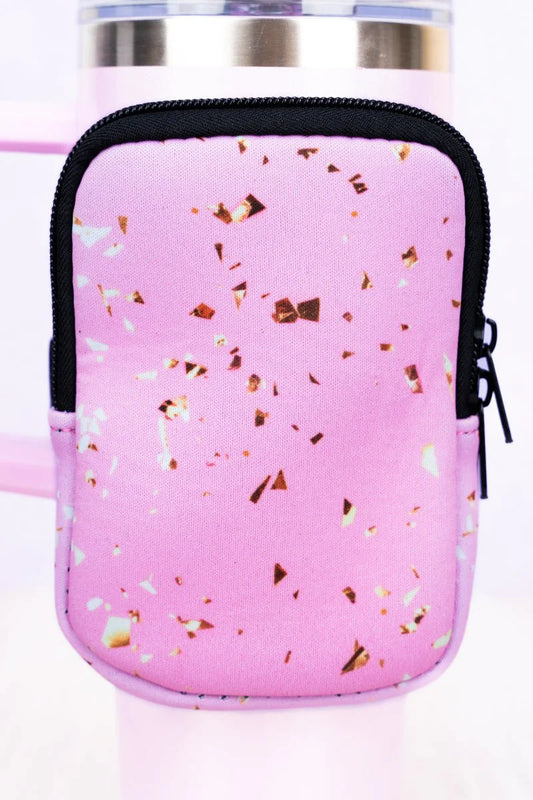 Pink and Gold Fleck Tumbler Pouch