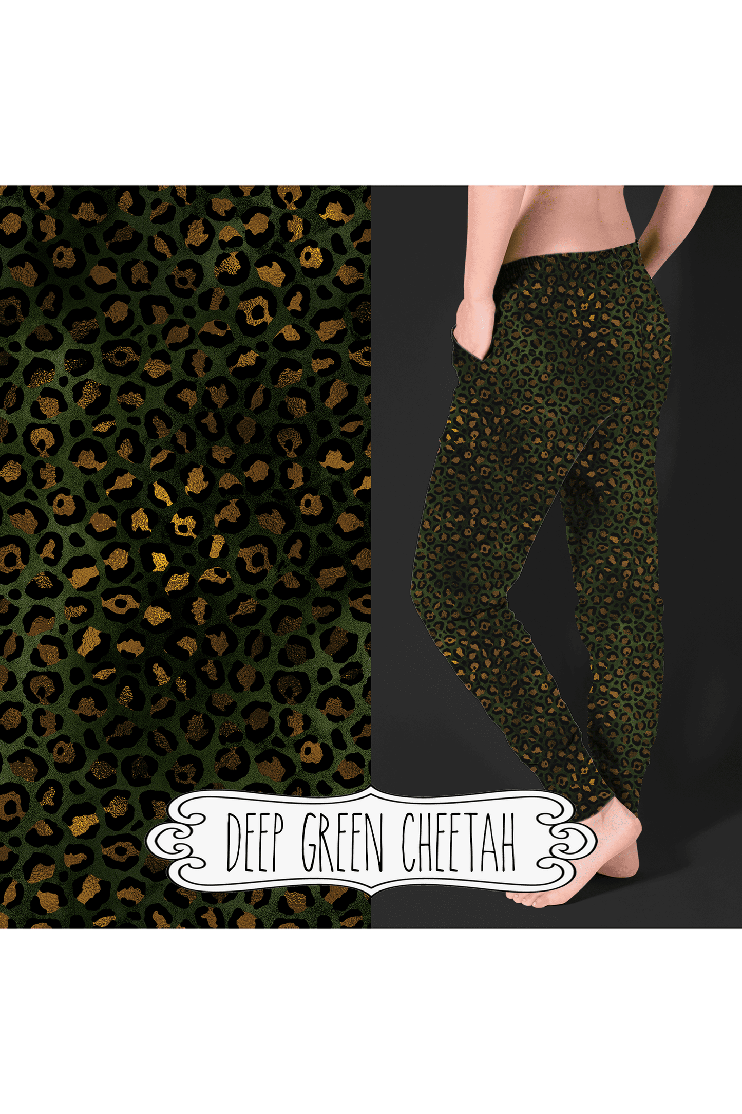 Joggers - Deep Green Cheetah by Eleven & Co.