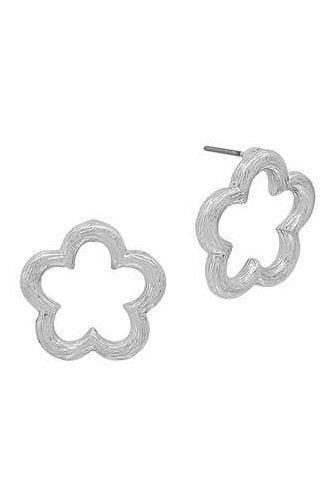 Open Flower Stud Earring in Silver