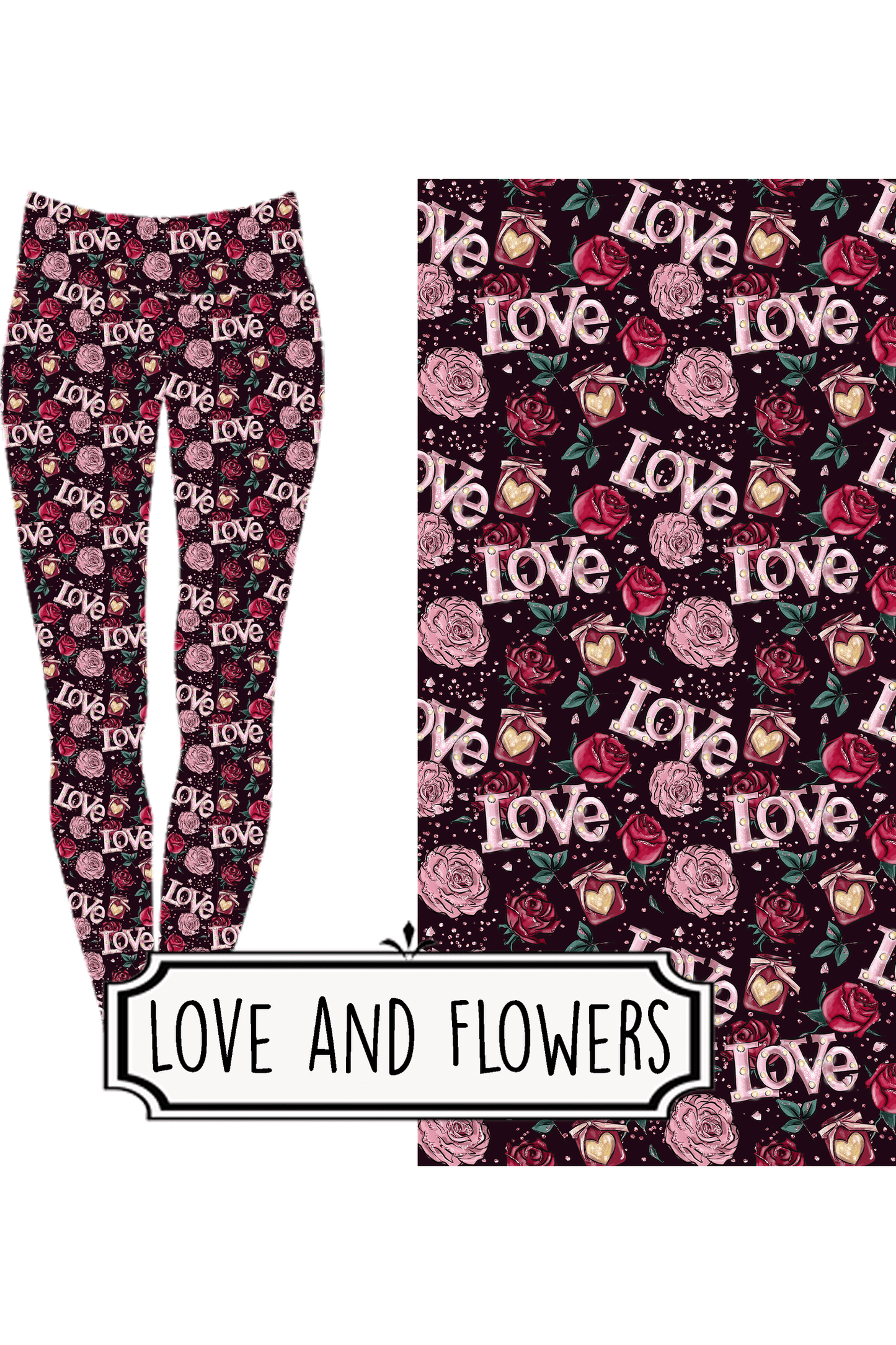 Yoga Style Leggings - Love & Flowers by Eleven & Co.