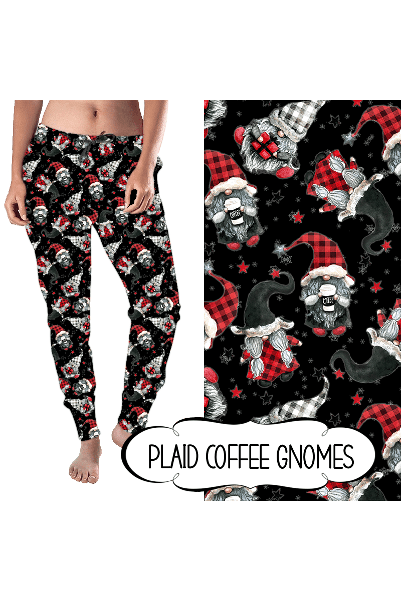 Joggers - Plaid Coffee Gnomes - by Eleven & Co.