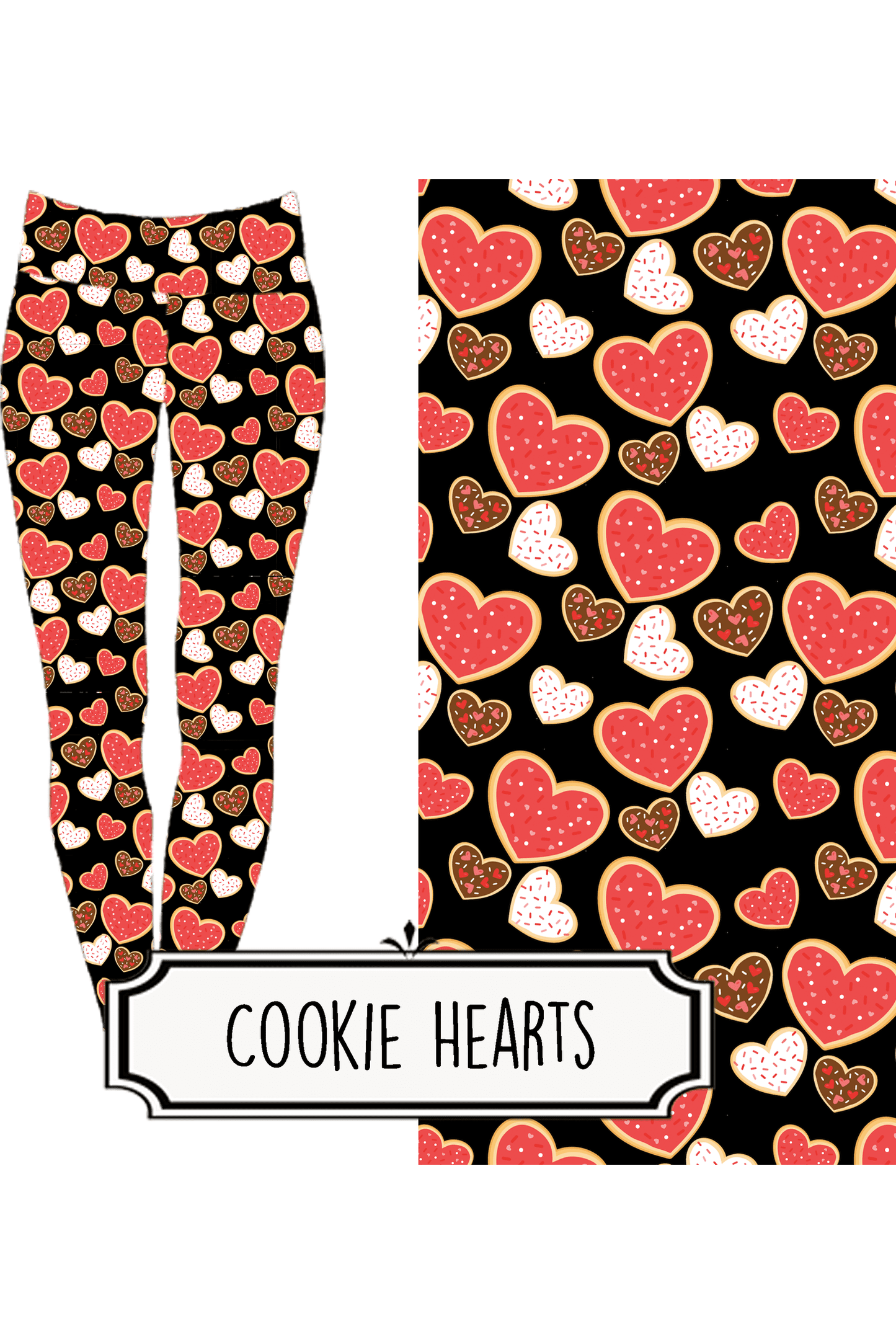 Yoga Style Leggings - Cookie Hearts by Eleven & Co.