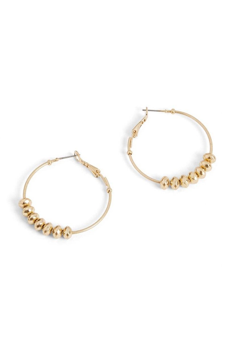 Hoop w/ Beads Earrings in Gold