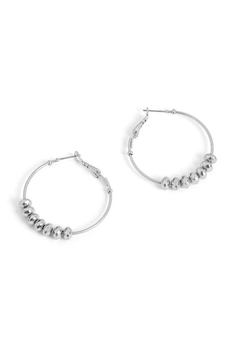 Hoop w/ Beads Earrings - Silver