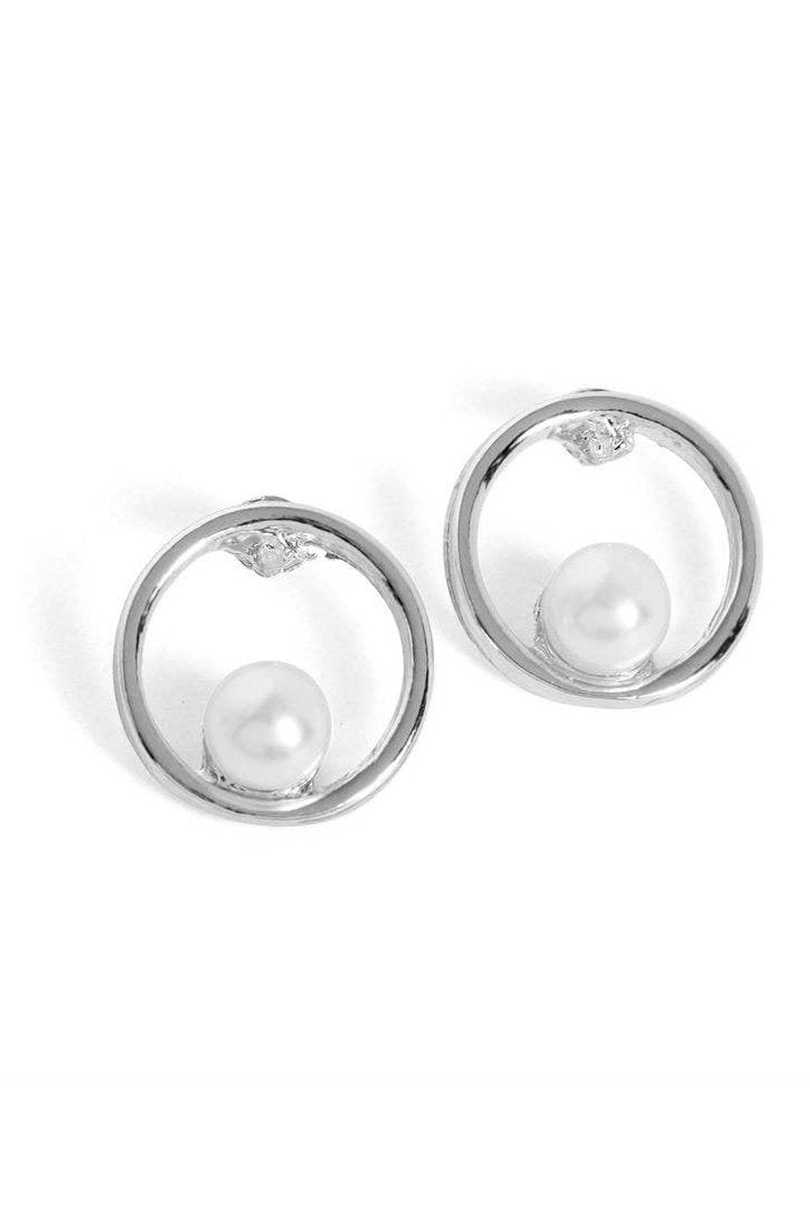 Silver Stud with Pearl Earrings