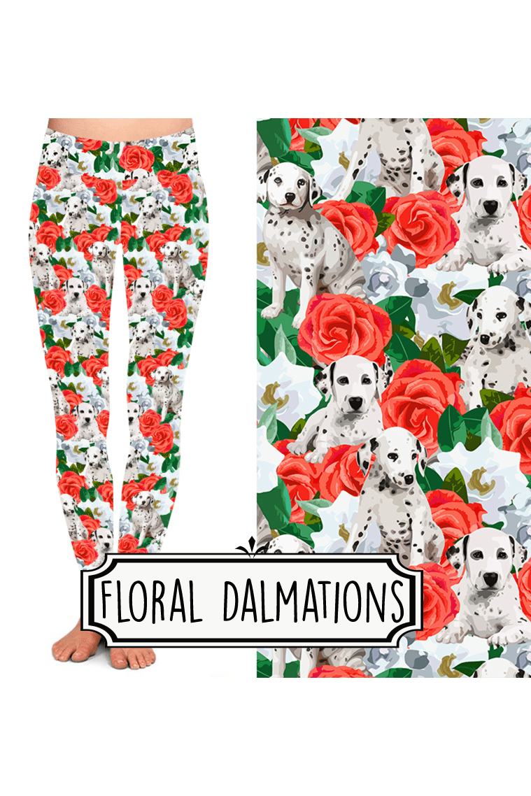 Yoga Style Leggings - Floral Dalmatians by Eleven & Co.