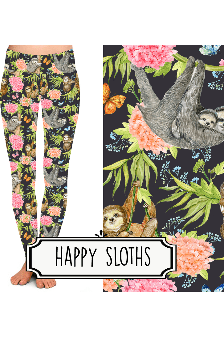 Yoga Style Leggings - Happy Sloths by Eleven & Co.