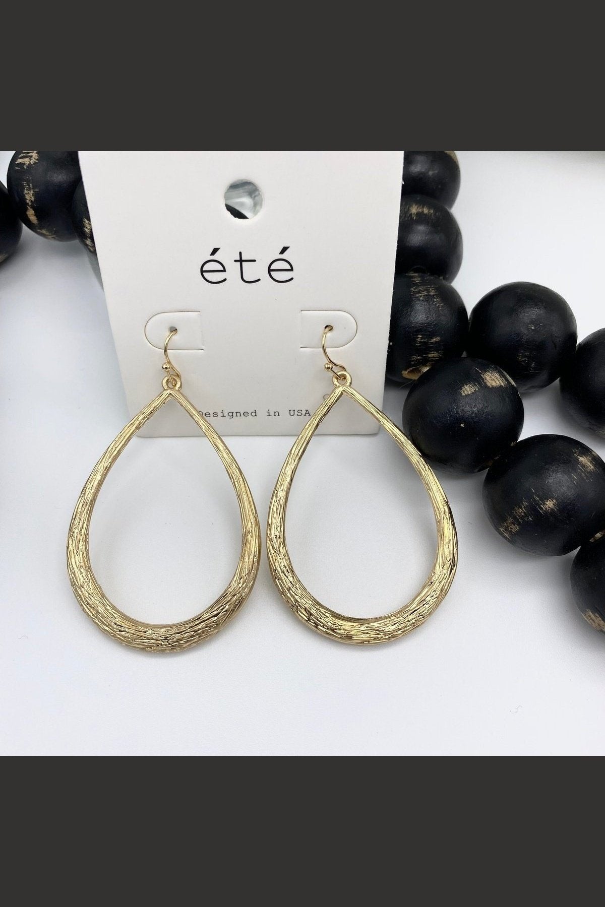Etched Gold Teardrop Earrings