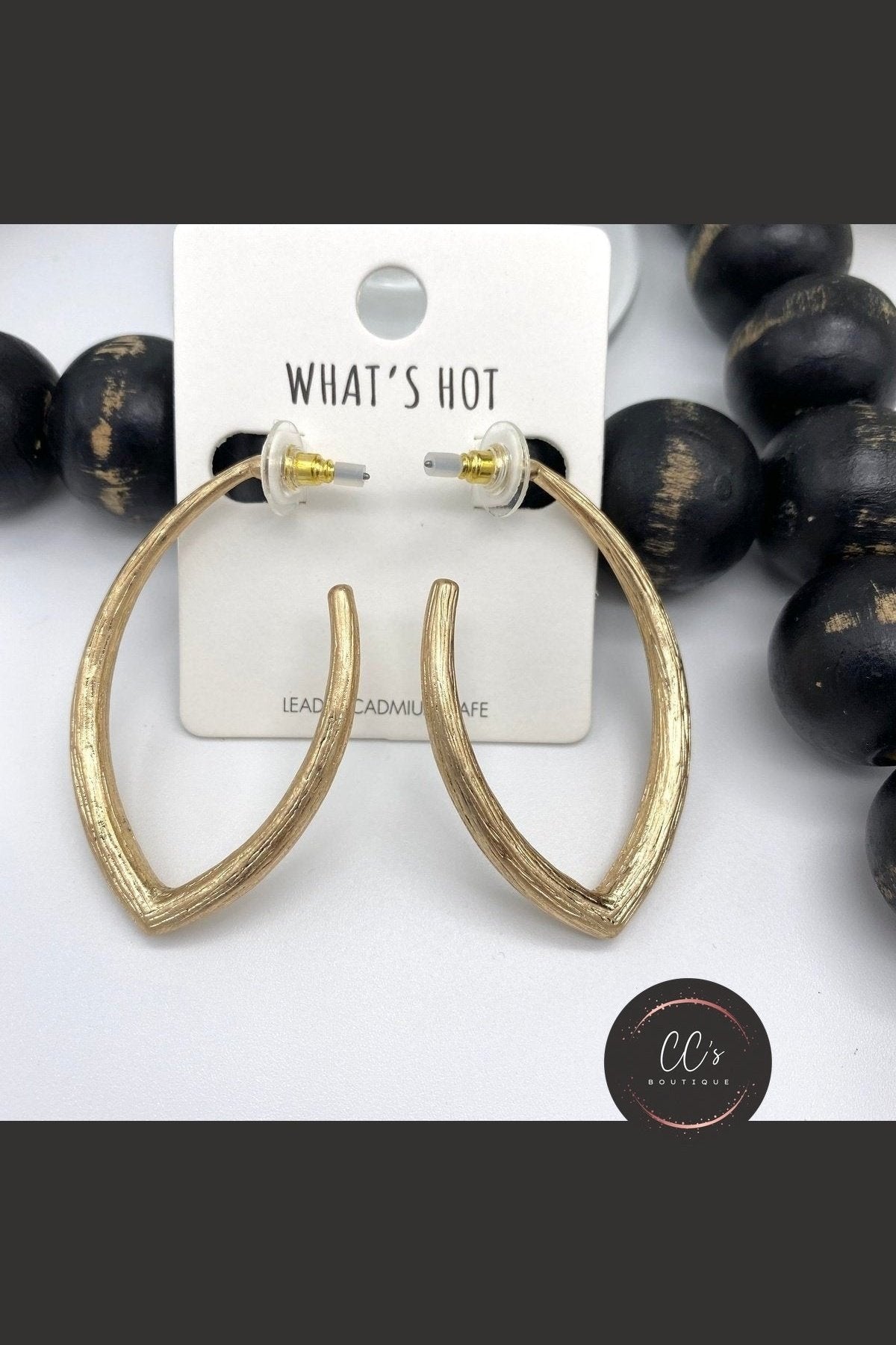 Etched Gold Pointed Hoop Earrings