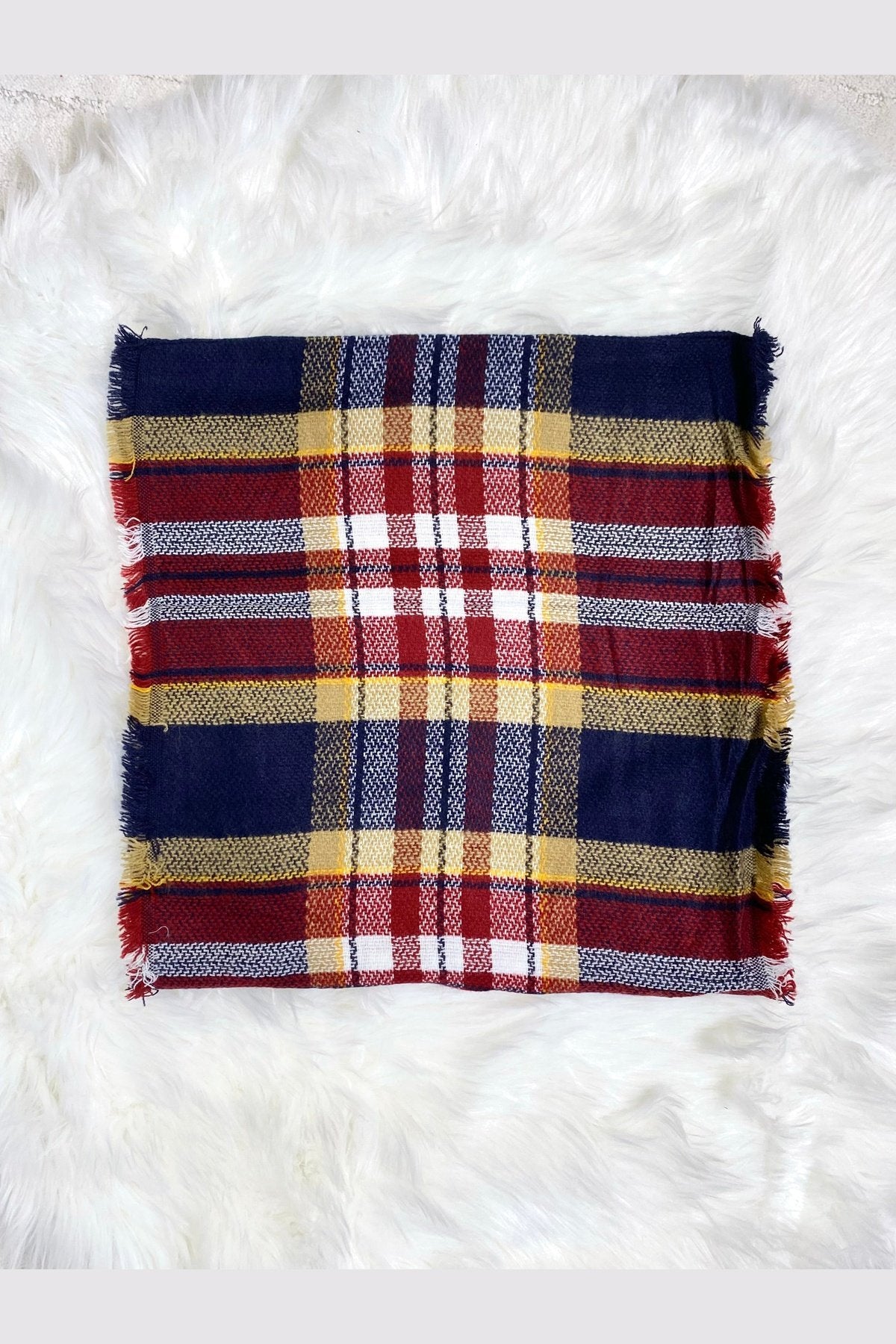 Infinity Scarf - White, red, navy, yellow